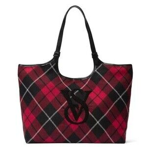NWT Victoria's Secret Plaid Logo Shoulder Bag Overnight Tote Weekender Handbag